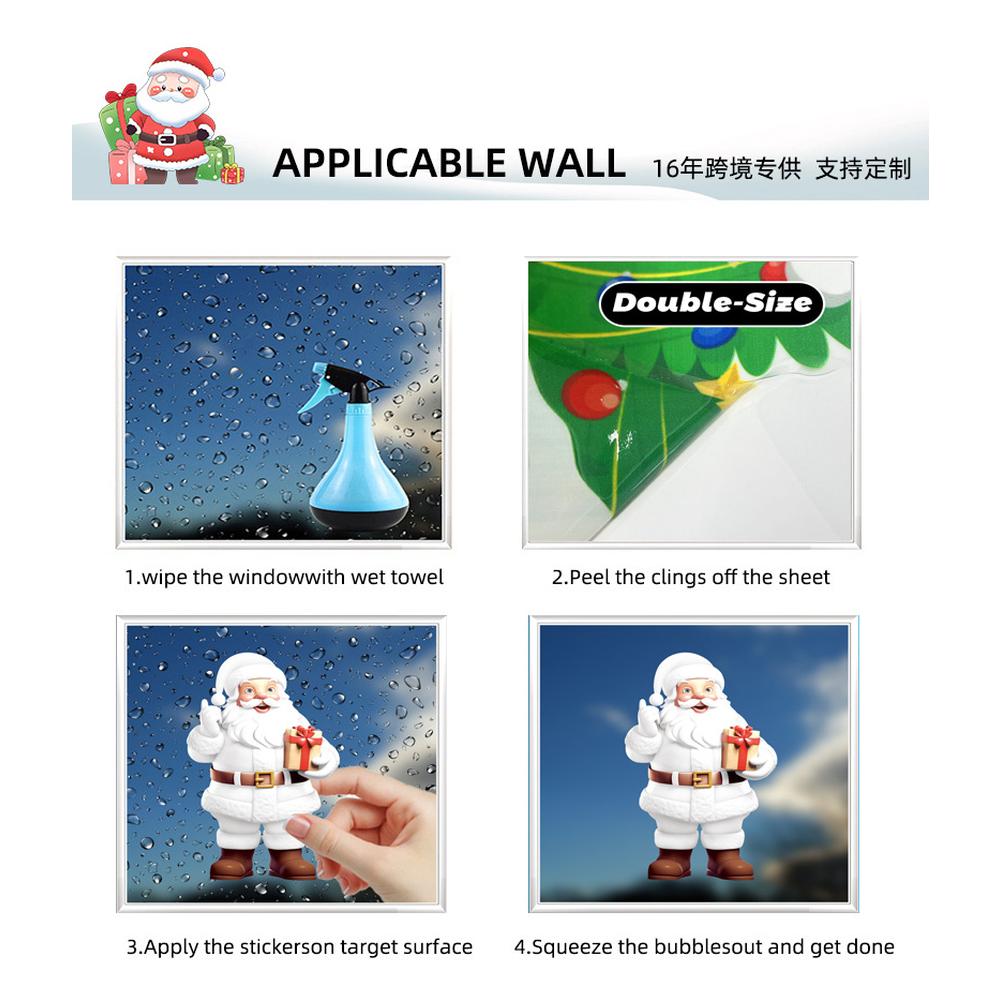 190PCS Christmas Window Clings, Reusable Double Sided Static Christmas Decor Decals, Snowflake Santa Reindeer Christmas Window Stickers For Holiday