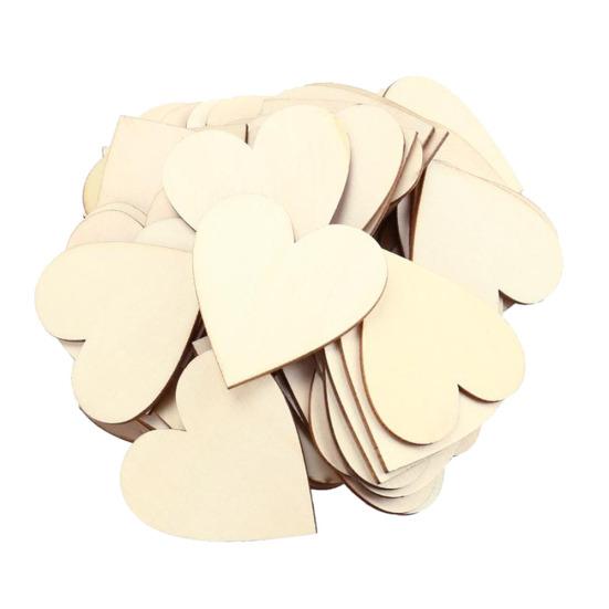 50Pcs 60mm Blank Wooden Love Heart Slices Plates DIY Wedding Crafts Ornaments
