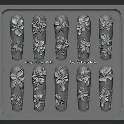 Blomster Neglekunst Form Silikone Fem-bladede Blomster Mønster Neglekunst Dekorationer Stereoskopisk Neglelak Påfyldningsform Relief