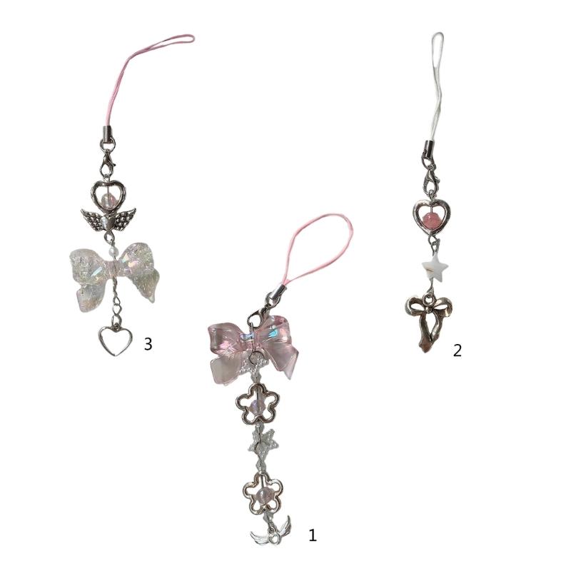 Trendy Bowknot Charm Stylish Keychain Fringe Chain Durable Phone Lanyard Long Lasting Phone Jewelry Suitable for Phone