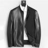 Genuine Leather Jacket Men's Sheepskin Pure Leather Motorcycle Jacket Short Stand Collar Slim Fit Spring and Autumn Jacket