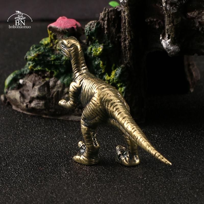 Brass Jurassic Dinosaur Tyrannosaurus Small Statue Office Desktop Ornaments Tea Pets Crafts Animal Figurines Miniatures Toy
