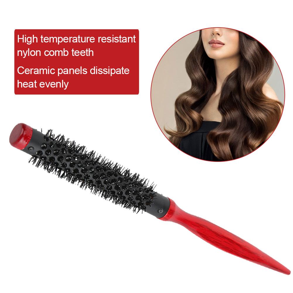 Roller Comb Wooden Pointed Tip Handle Nylon Bristles Hair Styling Brush Comb15