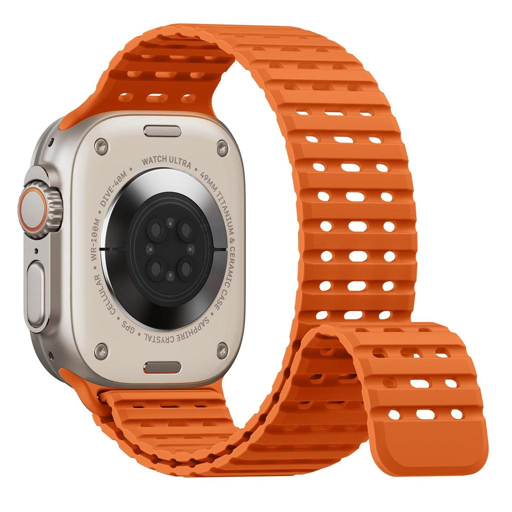 Magnetic Silicone Sport Band for Apple Watch Ultra 49mm 44/45/46mm Fish Scale Breathable Waterproof Replacement Strap Men Women