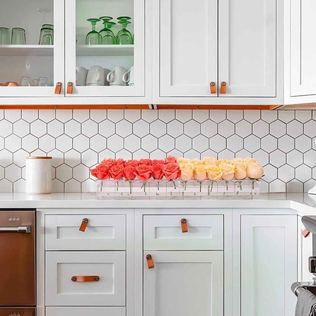 Prostokągła kompozycja kwiatowa na stół jadalny Długi prostokątny wazon Akrylowy nowoczesny wazon Niskie wazony na kompozycje kwiatowe do dekoracji domu Wesela