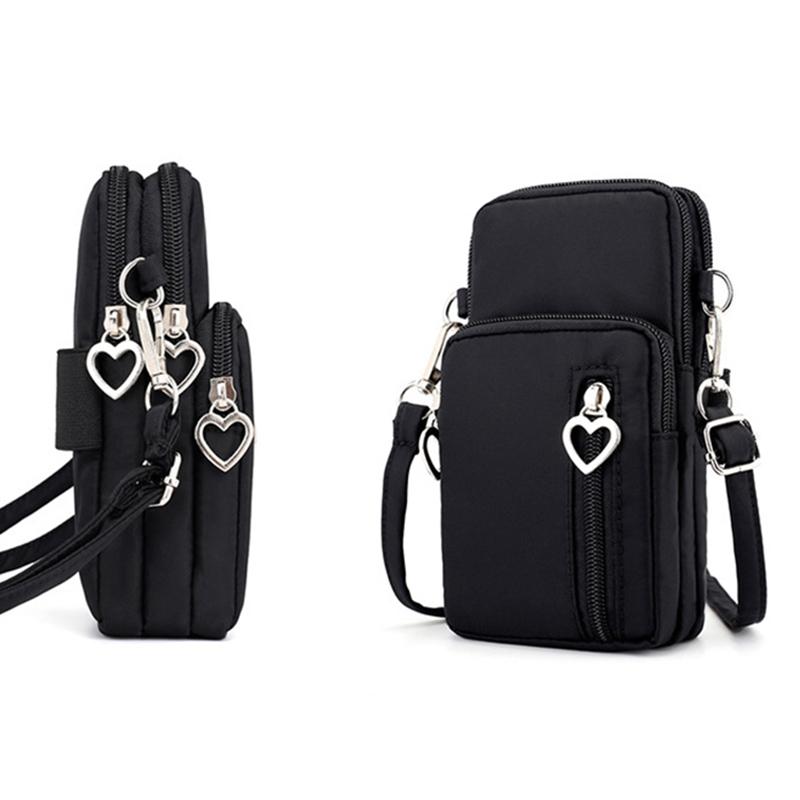 Casual Small Shoulder Bag Women Cell Phone Pocket Case Waterproof Nylon Sport Arm Package Mini Messenger Purse Crossbody Handbag