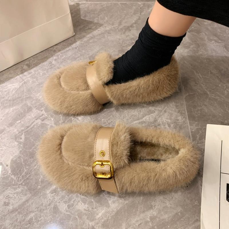 2024 Winter New Casual Plush Plus Size Fashion Fur Women's Shoes Lightweight and Warm Snow Boots One Step Lazy Pea Shoes