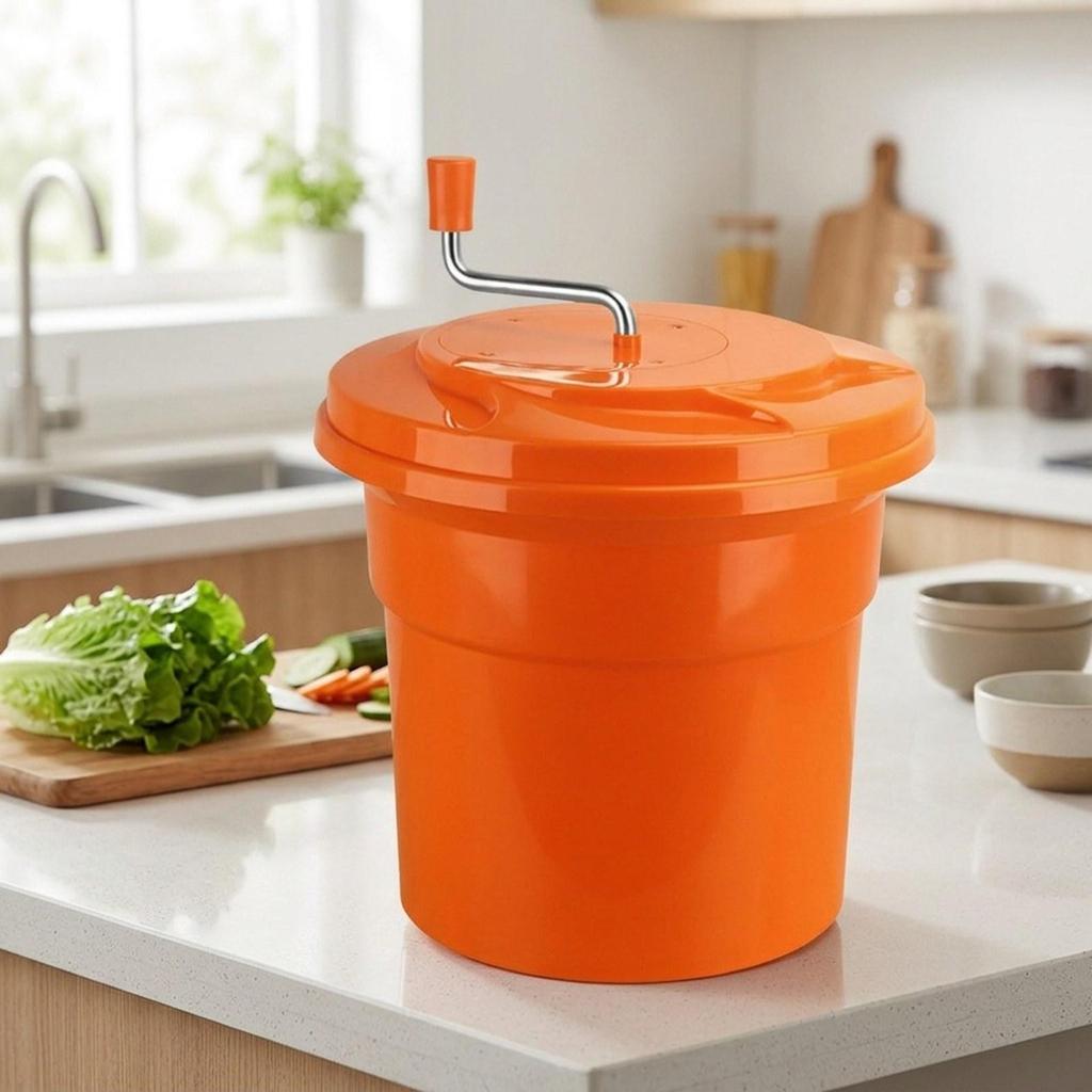 Salad Dryer Kitchen Gadgets Quick Drying Easy to Use Vegetable Fruit Orange 12L