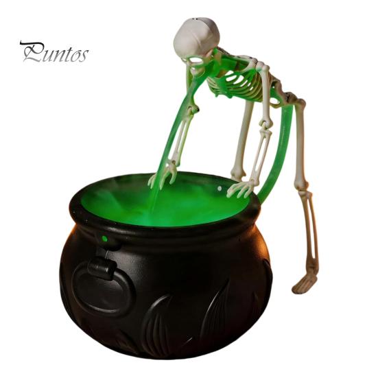 Dark Themed Tabletop Ornaments Halloween Witch Cauldron Fog Machine, Ultrasonic Mist Maker with Glowing LED, Spooky for Haunted House Party