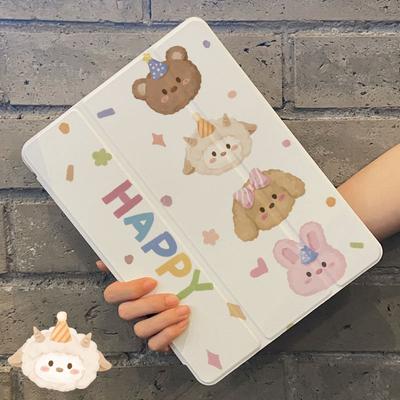 Sevimli Karikatür Hayvan Tarzı Kılıf IPadPro 2022 gen10 10.9 İnç Üçlü Katlama Hava Yastığı Tarzı Kılıf Kapak Pro12.9inch mini4/5 7.9 2021/20 gen9/8 10.2inch