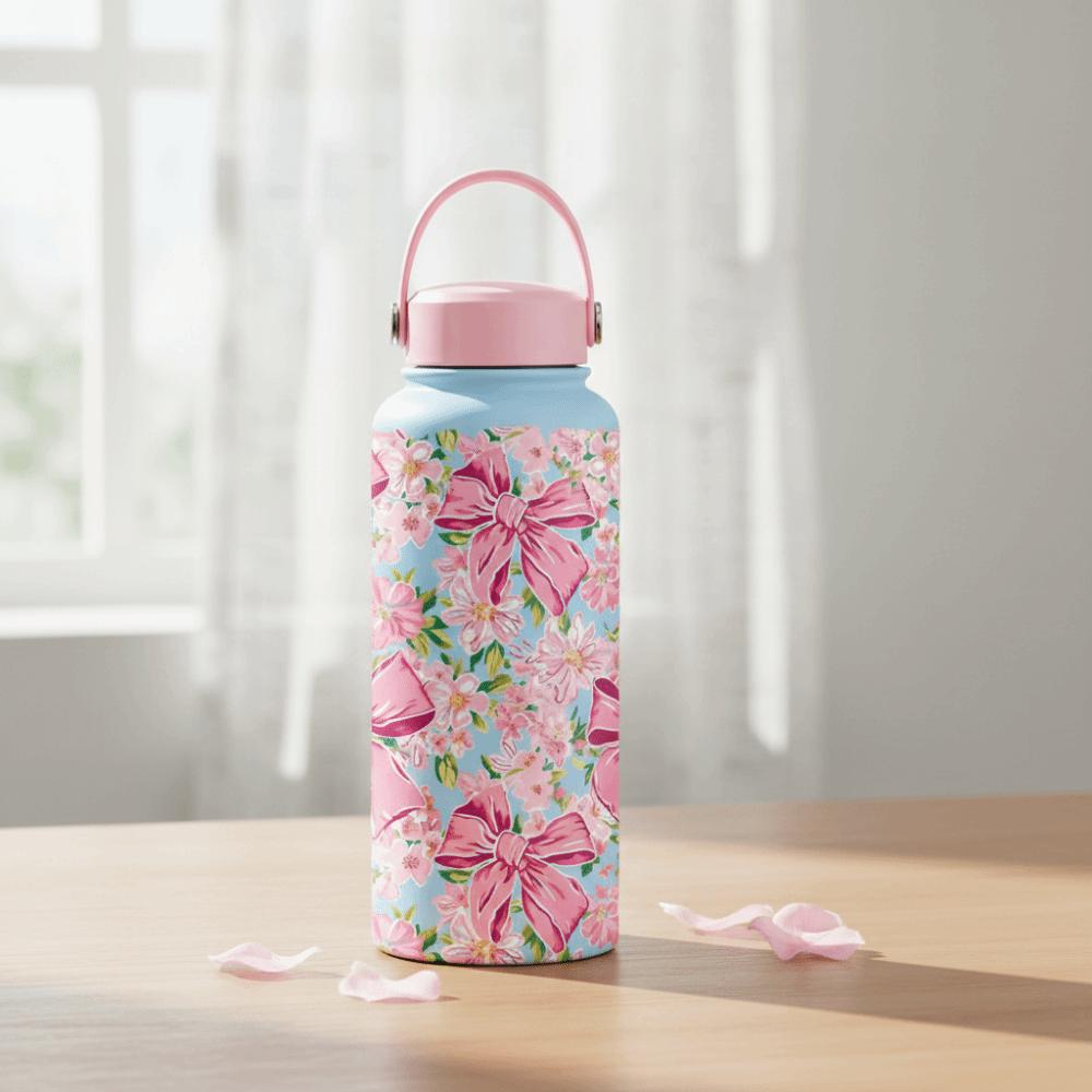 Portable Insulated Water Bottle 1L Floral Thermal Cup Reusable Thermal Water Bottle Office