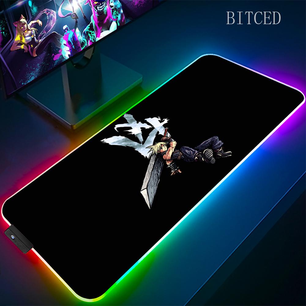 Rgb Final Fantasy Mouse Pad Laptop Mousepad Gaming Cool Mouse Mat Large Gamer Mousepads Speed Cool LED Desk Mat with Backlight