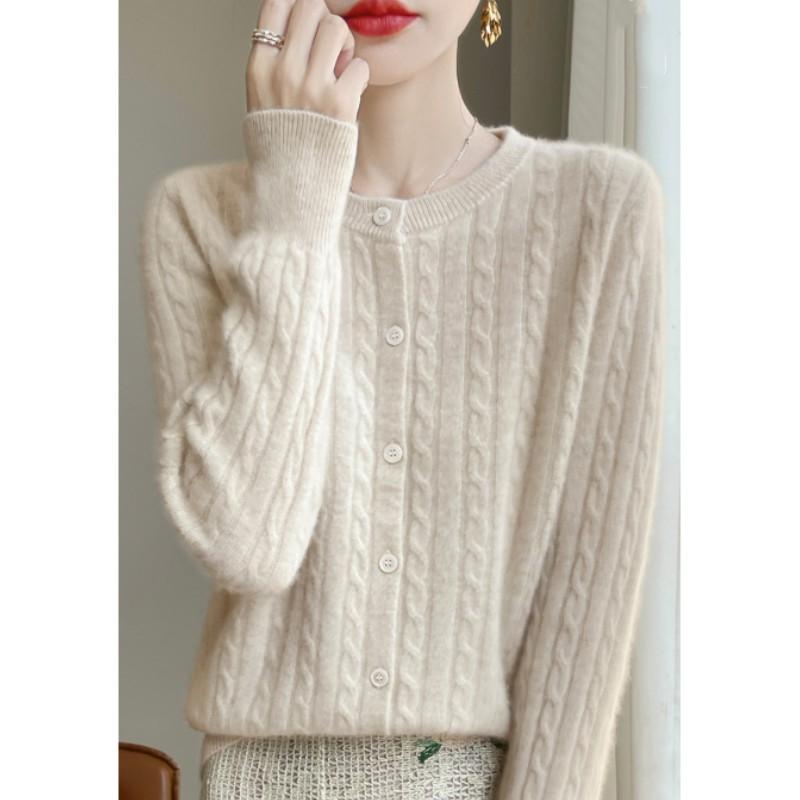 Cardigans Femme Automne Hiver Col O Pull Uni Printemps Manches Longues Tricot Simple Boutonnage Hauts Doux