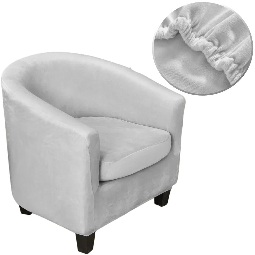 Plush Velvet Tub Chair Covers Club Chair Slipcover Cushion Cover 2-Piece Stretch Soft Washable Armchair Sofa Furniture Protector