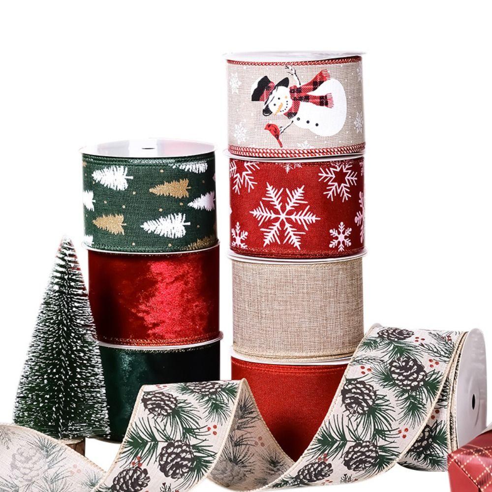 9Metres/roll Cartoon DIY Wreath Bows Ribbons Snowman Gift Packing Ribbons  New Year