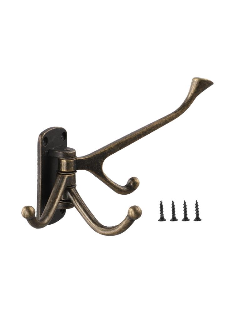 Bronze Swivel Hook 3 Arms Wall Mounted Coat Hanger for Home Organization