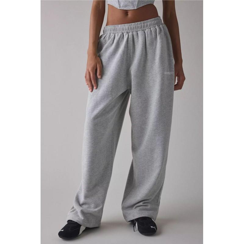 Womens Y2K Embroidered Loose Straight Leg Sweatpants With Elastic Waist Comfort Fit Cotton Blend