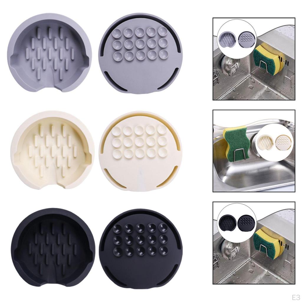 Kitchen Sink Sponge Holder Scrubber Tray Silicone with Drain Spout Automatic Water Organizer