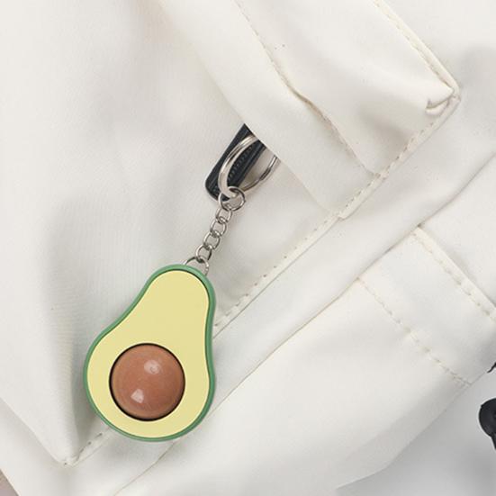 Avocado Keychain Fidget Toy with Rolling Ball Core Stress Relief Portable Fruit Roller Massage Bead Sensory Toy Keyring Pendant Kids Adults Gift
