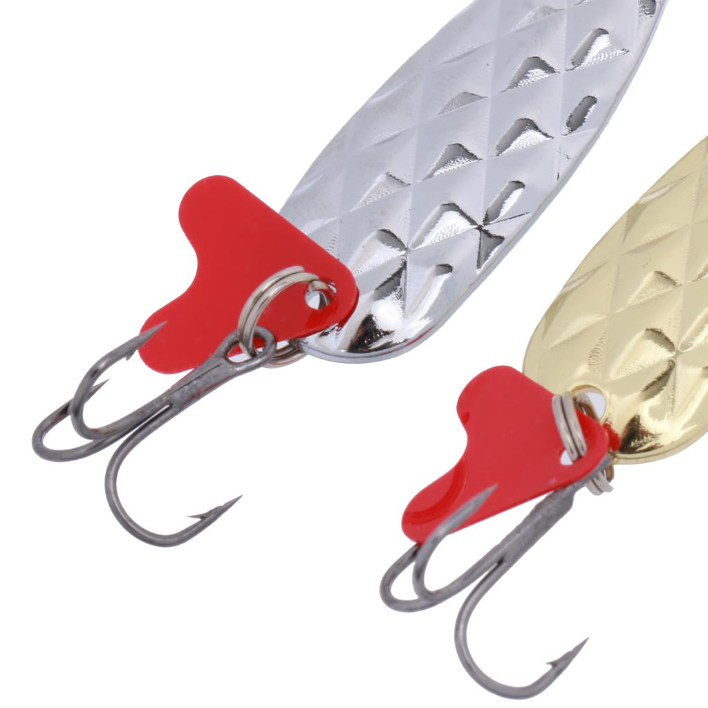 Pack of 2 Fishing Tackle Metal Spoon Lure Baits Crankbaits Hook