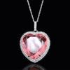 Jewelry Classic Vintage Sweater Chain Big Heart Colored Treasure Pendant Necklace Main Stone 32 * 32