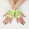 Fishnet Design Rhinestone Gloves Shiny Decor Short Gloves New Fingerless Gloves  Dance Performance