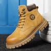 2025 Autumn/Winter Men's Big Yellow Pigskin Martin Motorcycle Boots - Casual, Warm, Short Style