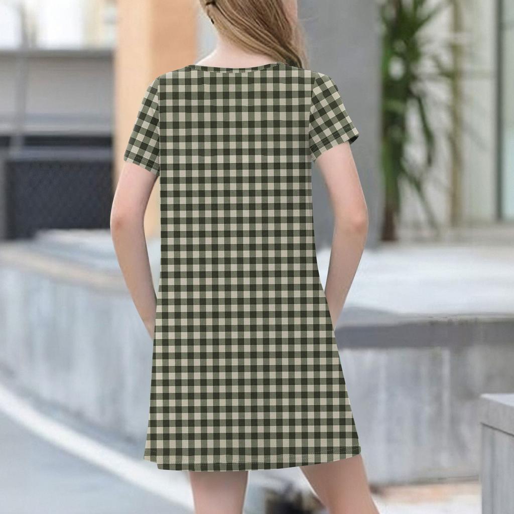 Children's Summer Short-sleeved Casual Fashion Round Neck Dress