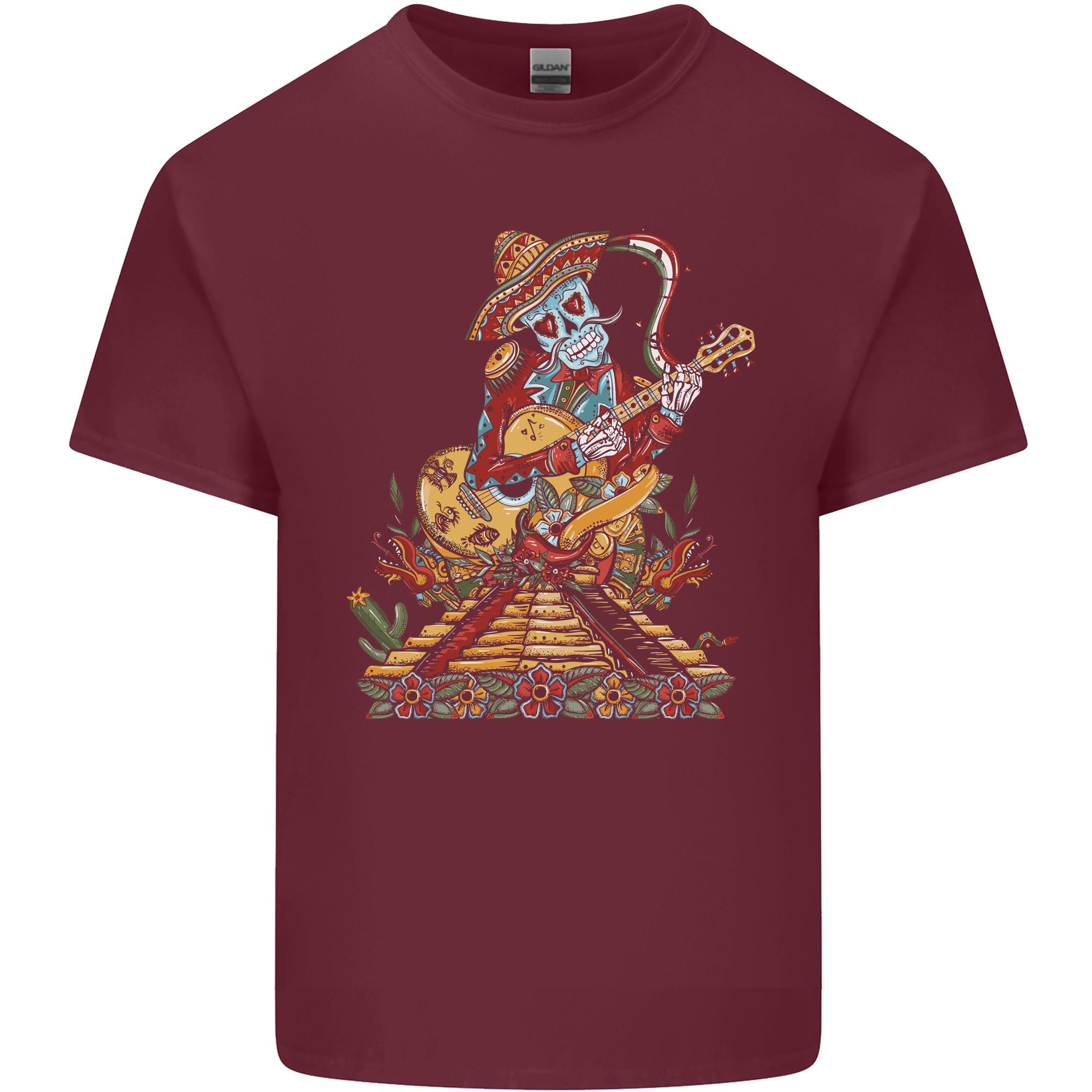 Mariachi Sugar Skull Day of the Dead Guitar Unisexs Light Cotton TShirt S