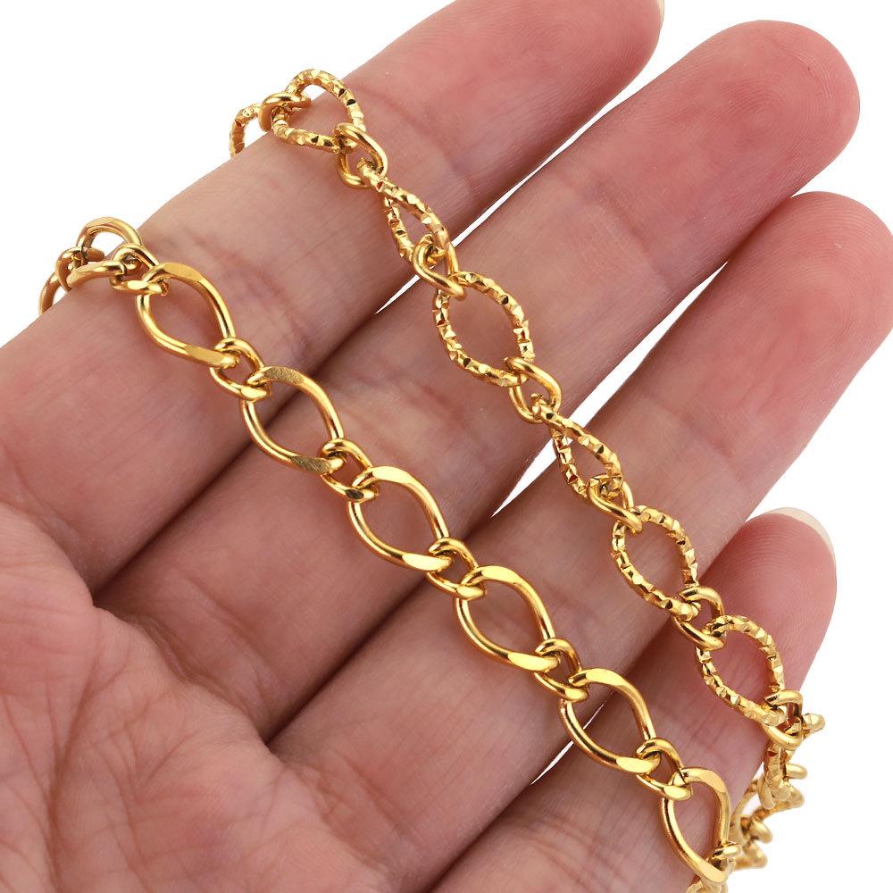 Gold-Plated Stainless Steel Oval Link Chain for Jewelry Making