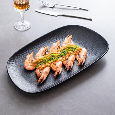 Underglaze Color Nordic Style Restaurant Fish Plate Household Steamed Fish Plate Large Oval Plate Tableware Creative Hotel Porcelain