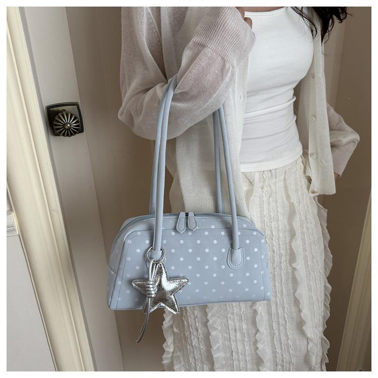 Korean Style Women's Polka Dot Bowling Bag: Large Capacity Pillow Bag for Trendy Daily Commutes