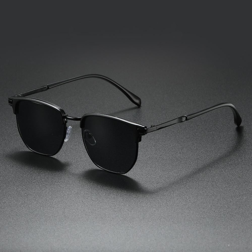 Metal Half Frame Sunglasses Retro Square Stylish Sun Protective For Outdoor Travel Style B