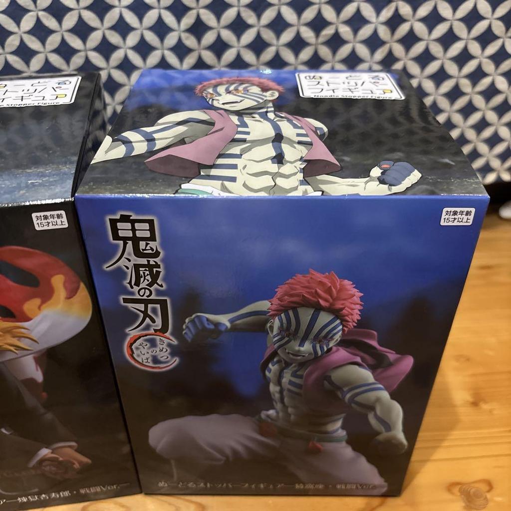 [USED] Demon Slayer: Kimetsu no Yaiba Rengoku and Akaza Noodle Stopper Figures ROUND1 Exclusive