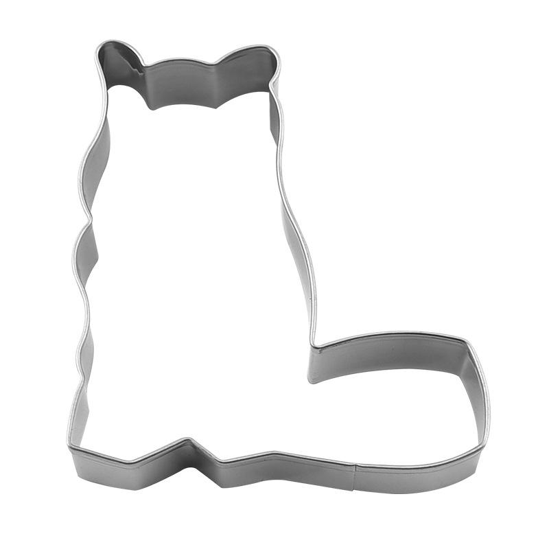 5-Piece Stainless Steel Cat Cookie & Mousse Ring Mold Set for DIY Baking.