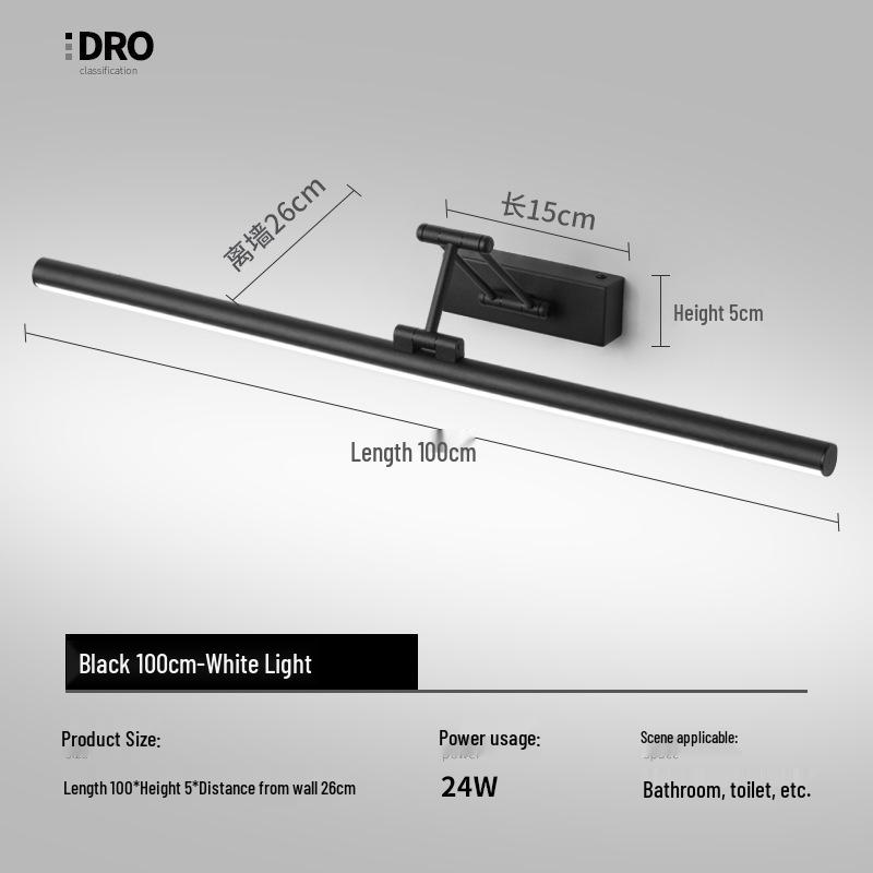 Nordic Minimalist LED Vanity Light: Punch-Free Bathroom Mirror Cabinet with Tricolor Makeup Lighting.