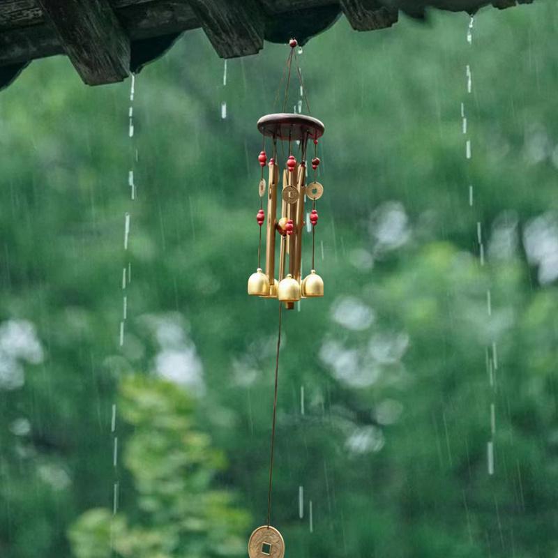 

WTEMPO 1PC Винтажный 4-трубчатый металлический антикварный медный декоративный колокольчик для дома, улицы, устойчивый к ржавчине, уличные декоративные подвесные колокольчики, украшения 1pc