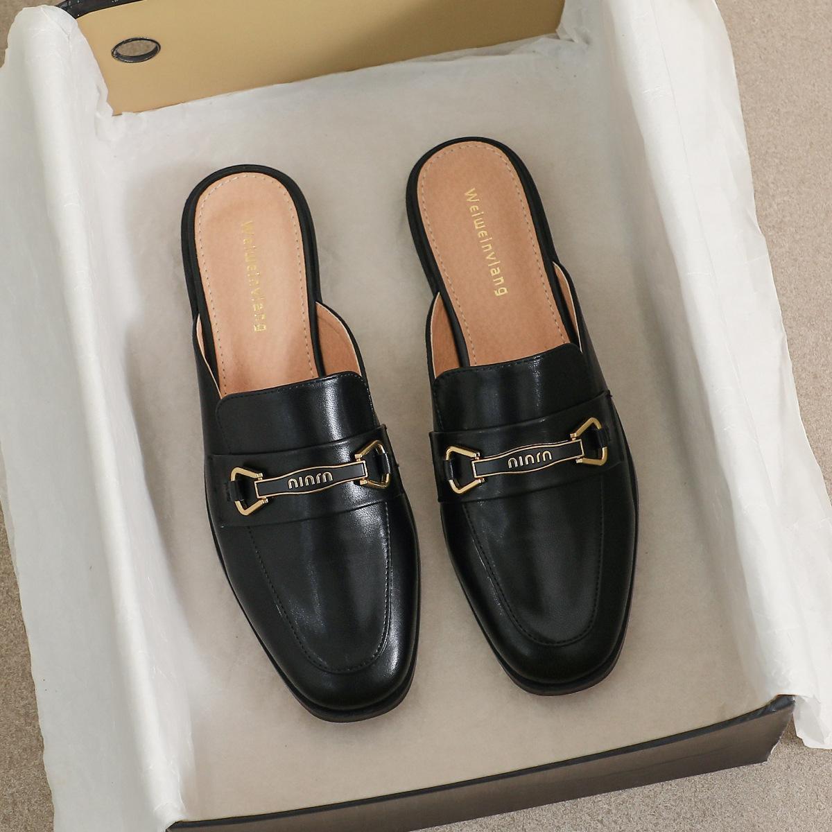 

Шлепанцы на плоской подошве, женская летняя обувь, ленивые туфли-однопедальки, весенние шлепанцы с закрытым носком и открытой пяткой 35