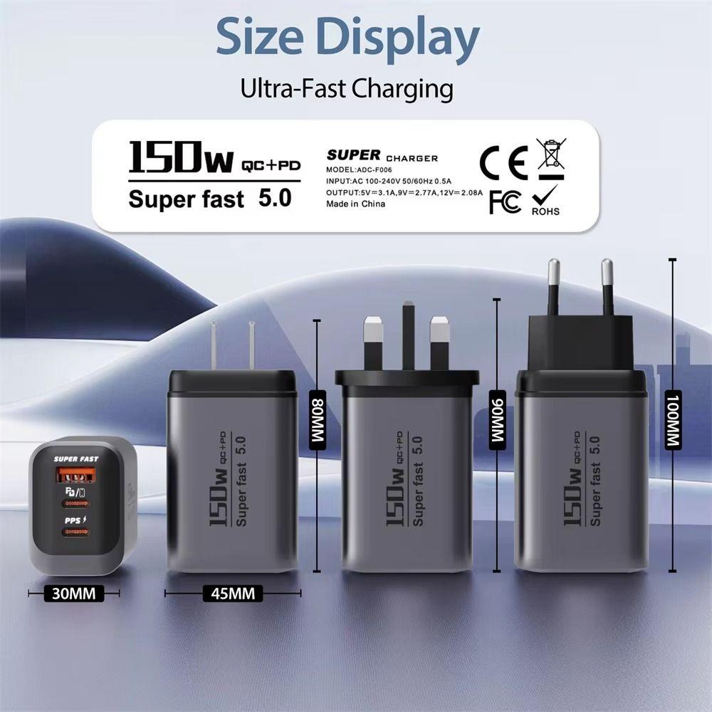 USB A+C Phone Charger Adapter Multi Ports Quick Charge Adapter for Huawei/Xiaomi/Samsung