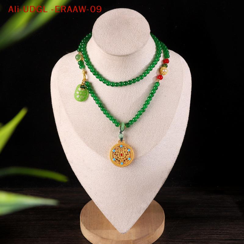 1PC Chinese Style Pearl Necklace Hanfu Accessory Zinc Alloy Hollow Carved Pendant Long Chain Necklace