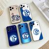 Custodia Elegante per Telefono Colori Squadra S-Schalke 04 Per iPhone 17, 16, 15, 14, 13, 12, 11 X XR Plus, Altri Copertura Morbida Nera