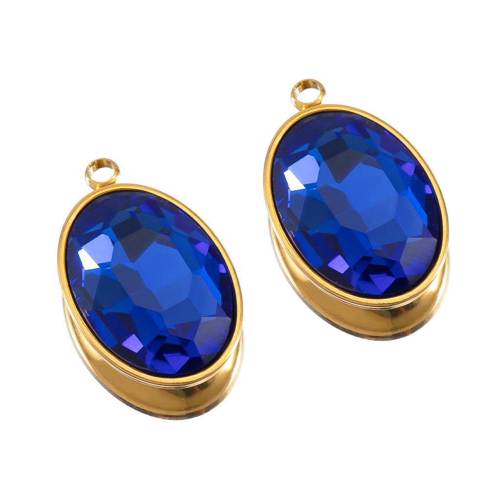 5pcs Colorful Crystal Charms Stainless Steel Geometry Oval Star Flower Charm Earrings Pendants for DIY Necklace Jewelry Findings