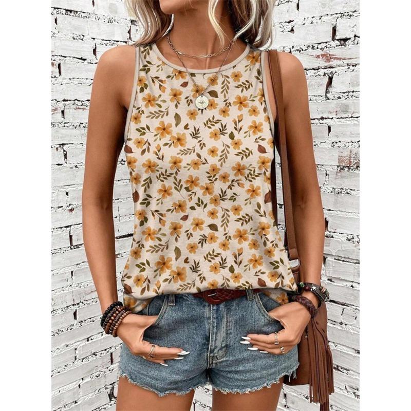 2026 New Women's Crew Neck Tank Top Leopard Print And Love Print Women's Tank Top Street Fashion Women's Casual Tank Top