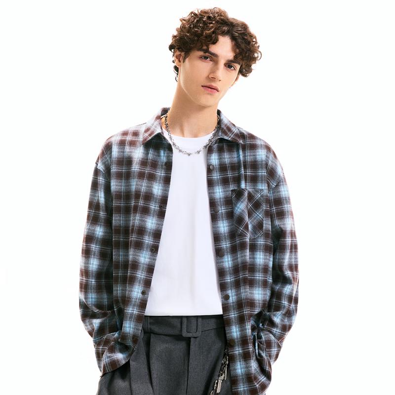 Fingercroxx Men's Flannel Plaid Shirt Jacket