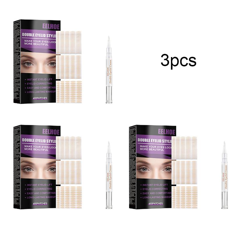 EELHOE Double Eyelid Stickers Set Invisible No Glue Natural Long Lasting Big Eyes Double Eyelid Set