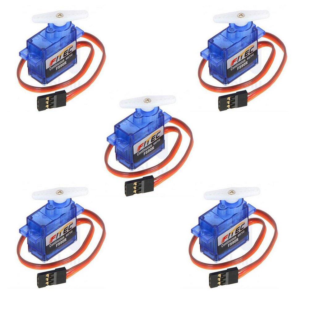 

RCmall 360° Continuous Rotation Feetech FS90R Micro Servo, 6V 9G, Pack of 5