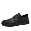Classic Black Leather Casual Shoe with Men Textured Upper and Lace Up Design Low Cut Ankle Business Casual Style Jeans Companion