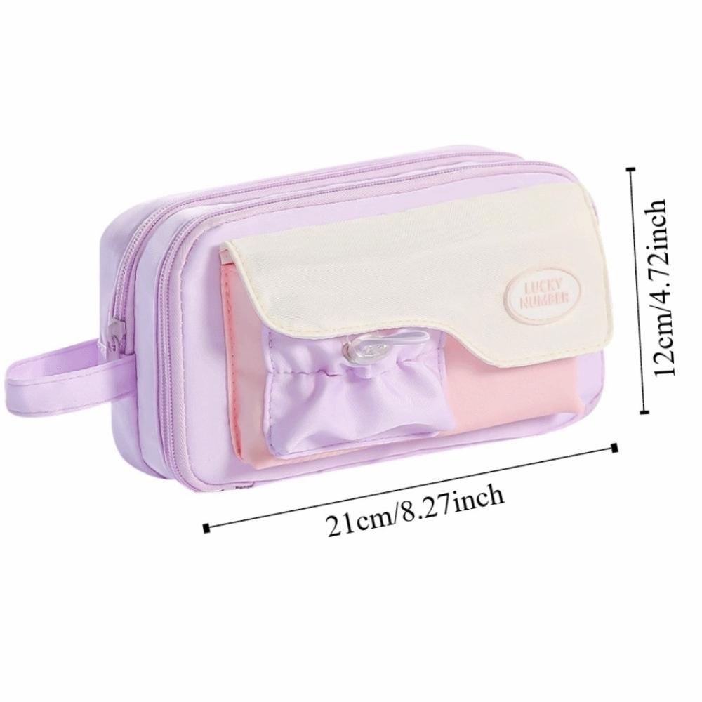 Multi-layered Macaron Color Pencil Bag Large Capacity Pen Pencil Case  Office