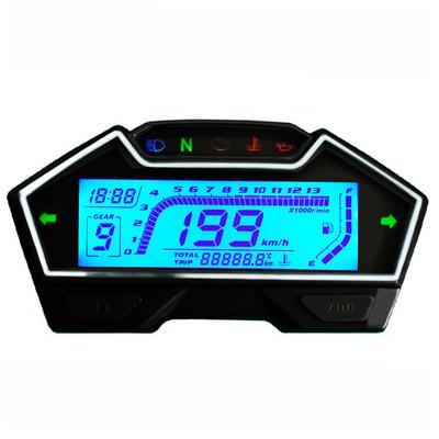Universal Multi-functions LCD Motorcycle Speedometer Odometer RPM Speed Fuel Gauge Kph Mph Water Temp Oil Meter Turn Gear Fault Indicator Clock