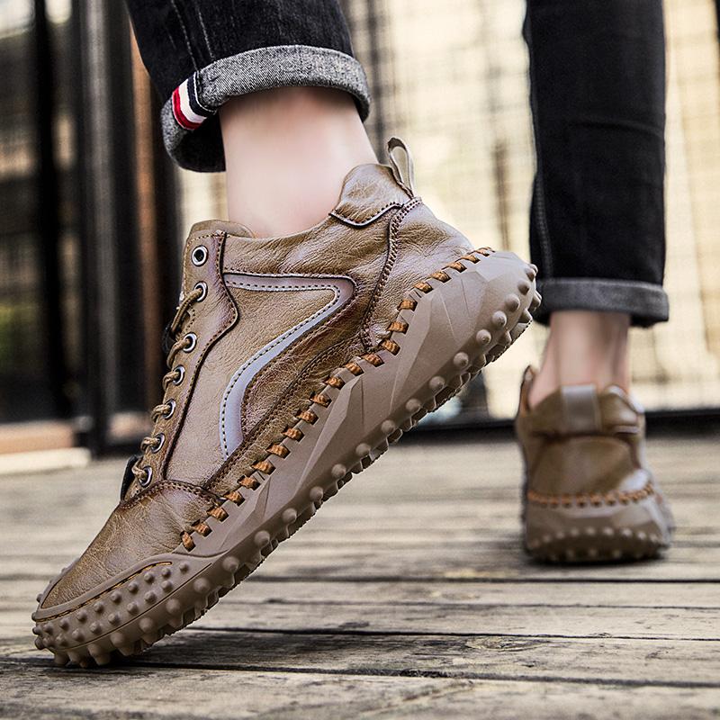 Spring /fall Handmade Leather Boots Men Shoes Comfortable Ankle Boots for Men Casual Shoes Large Size Tooling Shoes